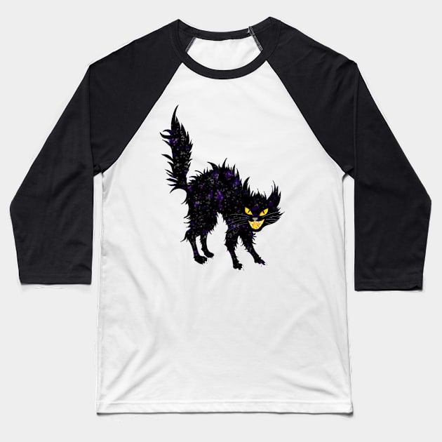 hellish black cat Baseball T-Shirt by Wolshebnaja